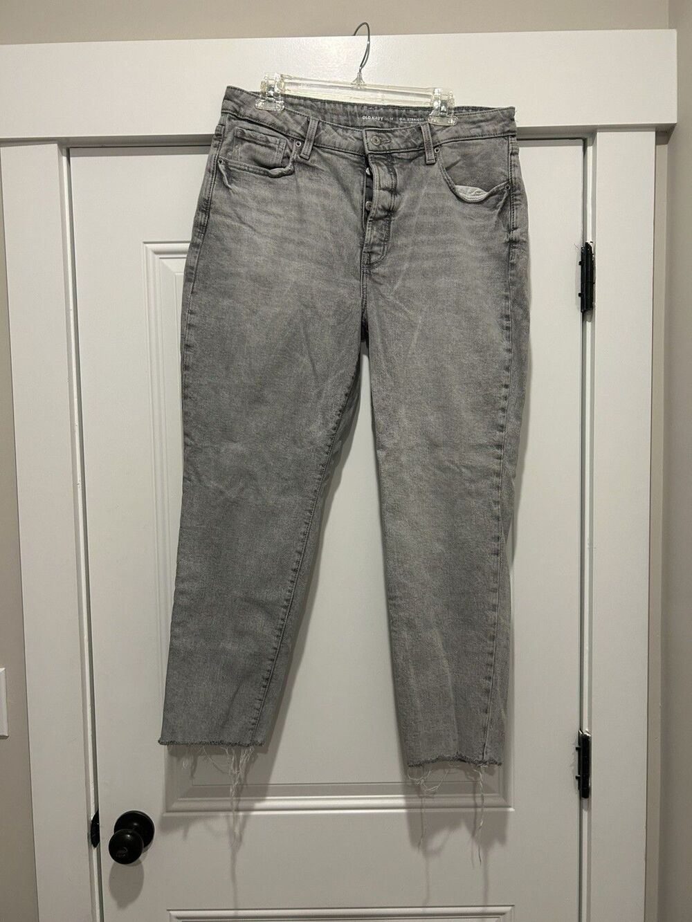 Old Navy Jeans Women’s 14 OG Straight Stretch High Rise Faded Gray Button Fly